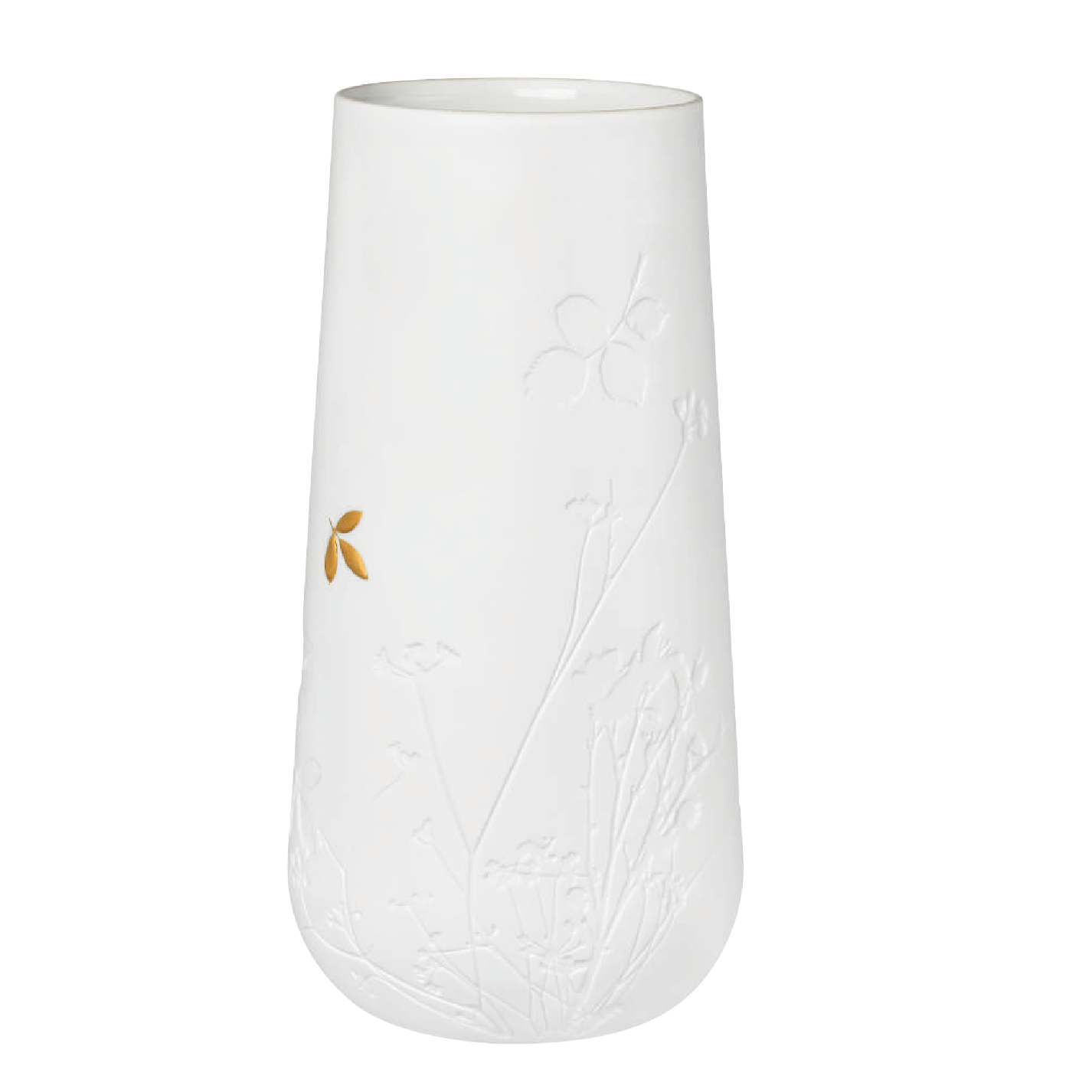 Jarrón porcelana hojas oro