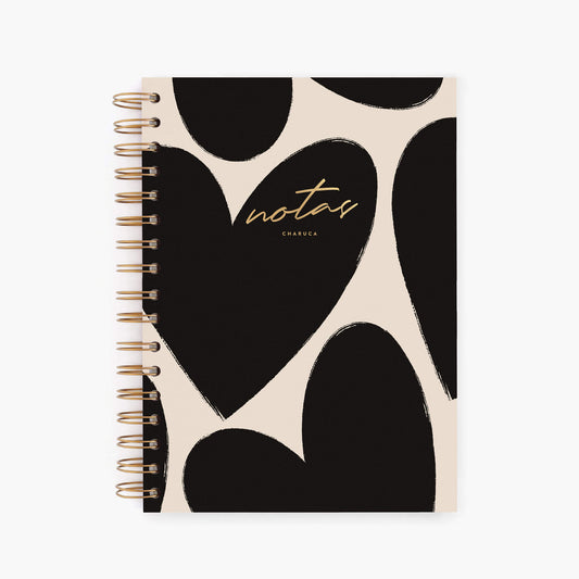 Cuaderno mediano. Love in black.