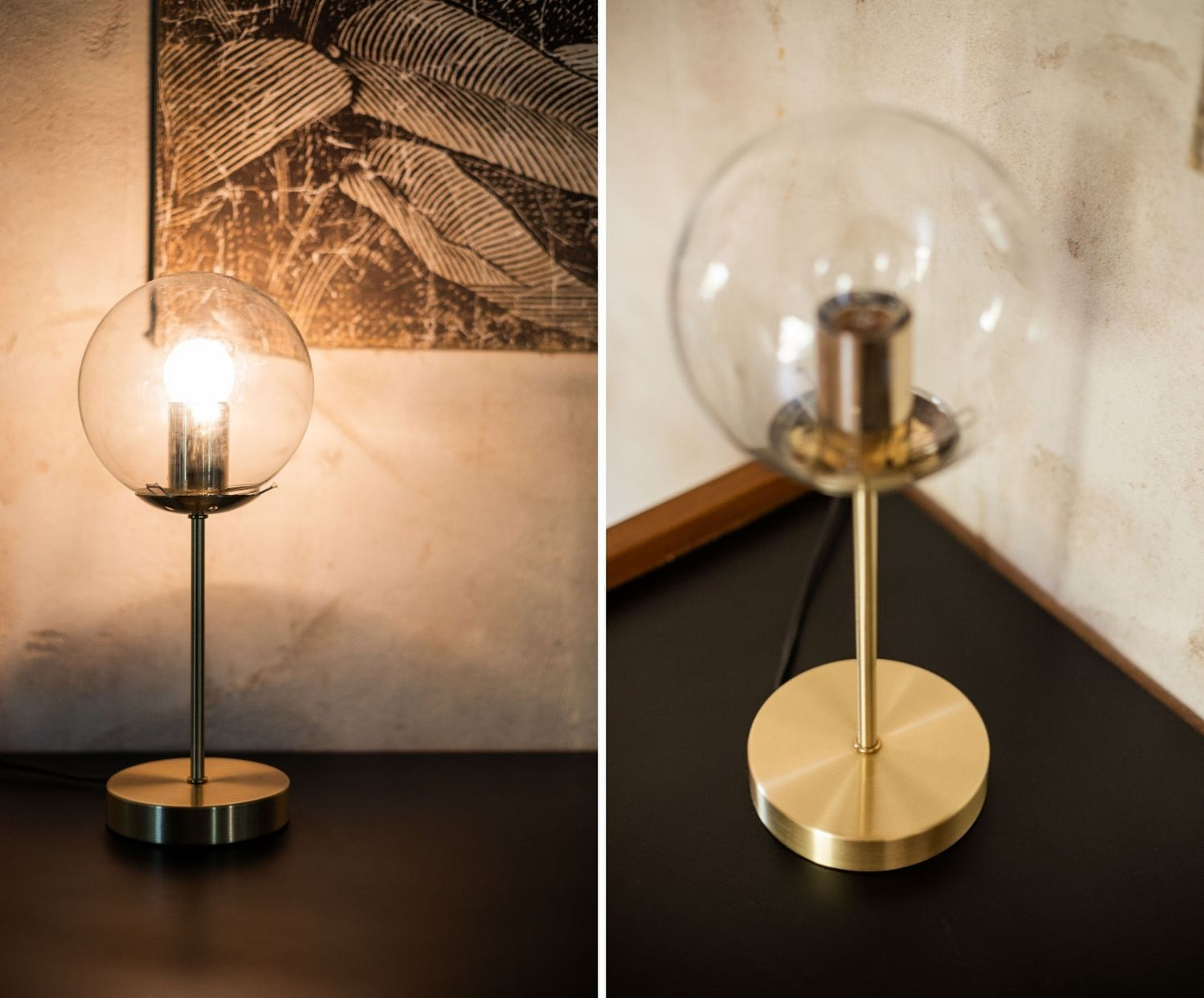 Lámpara de mesa  cristal dorada