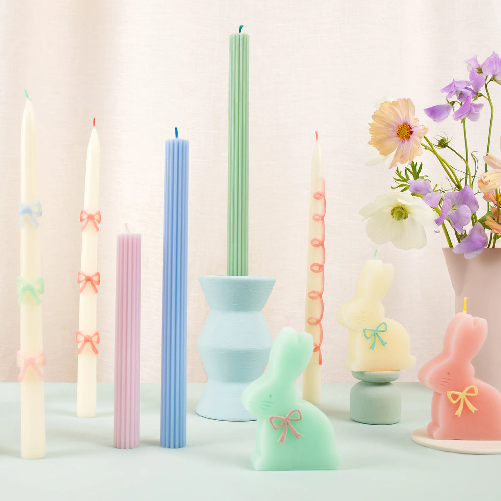 Velas largas con lazos